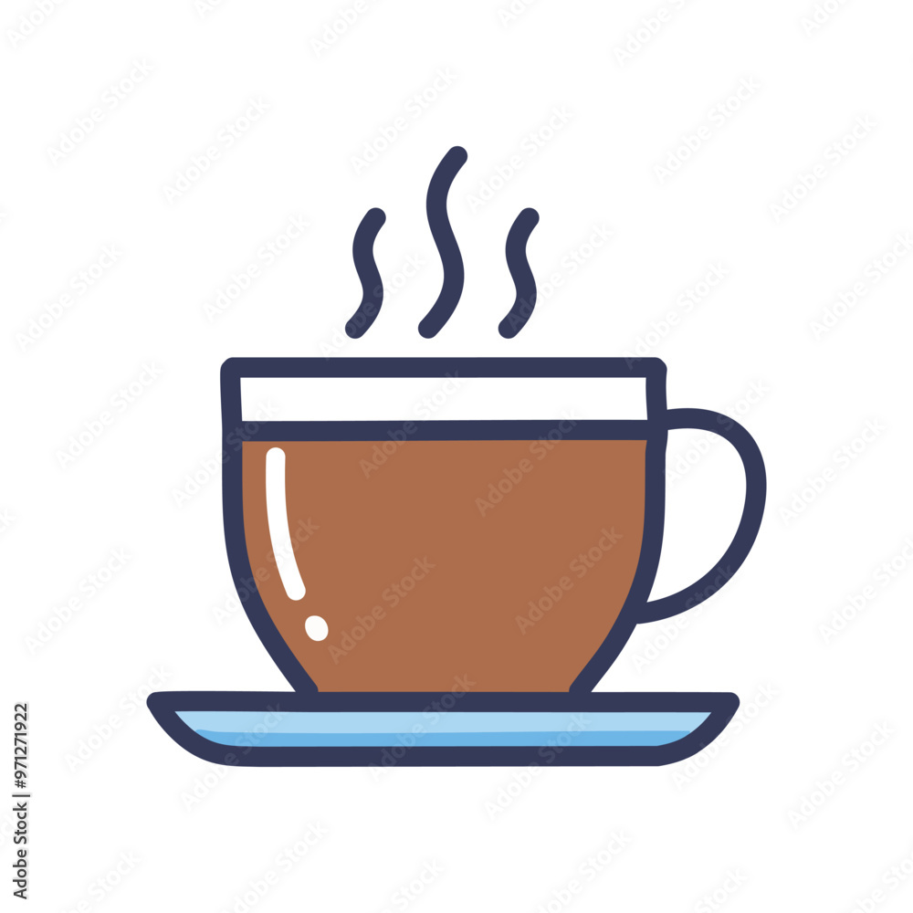 Hot coffee cup. Illustration of a steaming cup of coffee on a saucer. Perfect for coffee shop menus and branding. Hot coffee cup. Illustration of a steaming cup of coffee on a saucer. Perfect for coffee shop menus and branding.