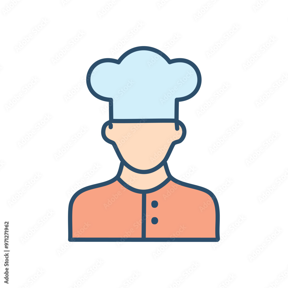 Chef icon illustration. Cartoon chef icon with a white hat and red uniform. Perfect for culinary, restaurant, or food-related projects. Chef icon illustration. Cartoon chef icon with a white hat and red uniform. Perfect for culinary, restaurant, or food-related projects.