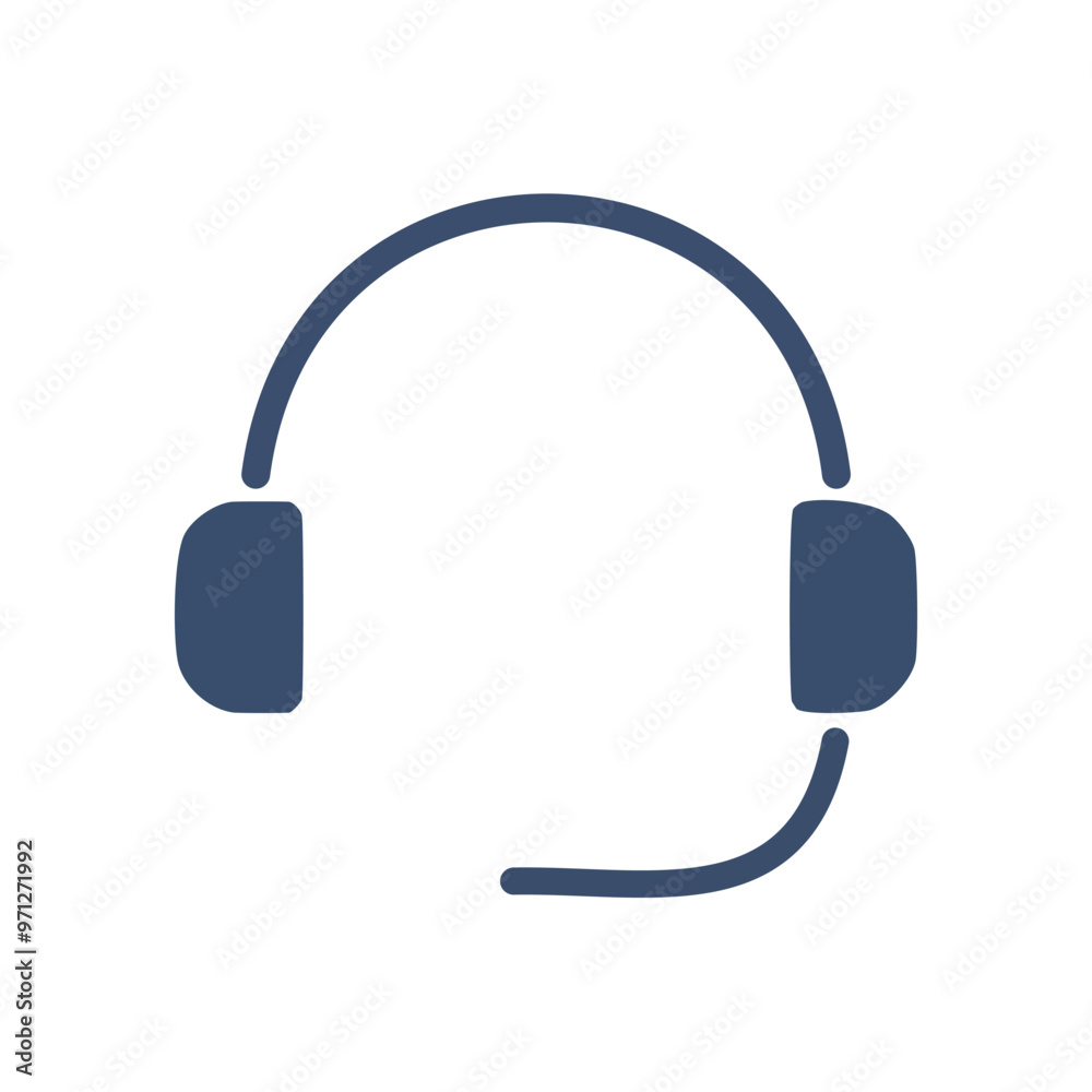 Support headset icon. Simple blue headset icon representing customer service, tech support, and communication. Support headset icon. Simple blue headset icon representing customer service, tech support, and communication.