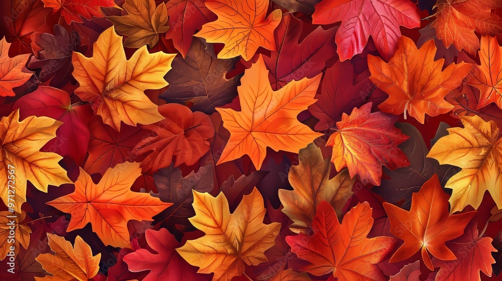 A Collection of Vibrant Autumn Leaves in Red, Orange, and Yellow Hues A Collection of Vibrant Autumn Leaves in Red, Orange, and Yellow Hues