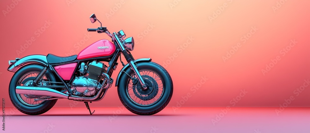 Fototapeta premium Stylish Pink Motorcycle, Motorbike Design