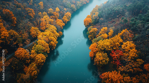 autumn open river songhua river into the scene photo