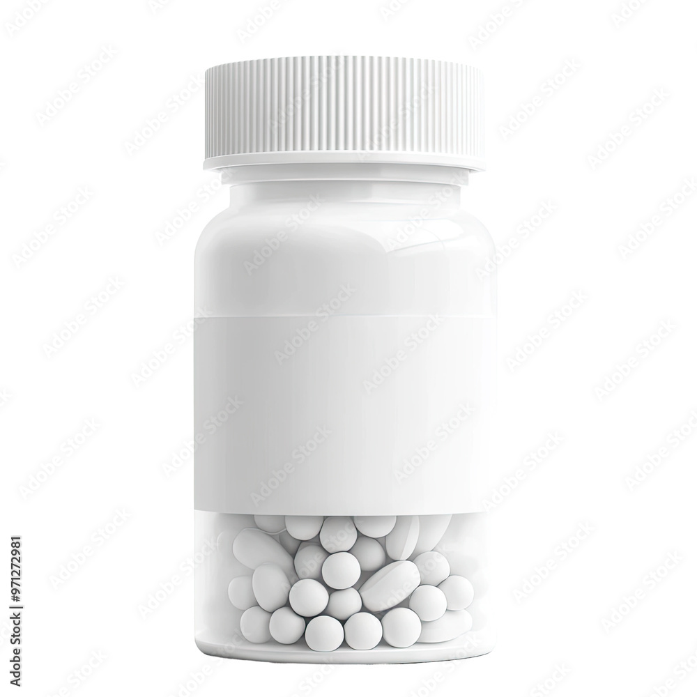 White pill bottle with label White pill bottle with label