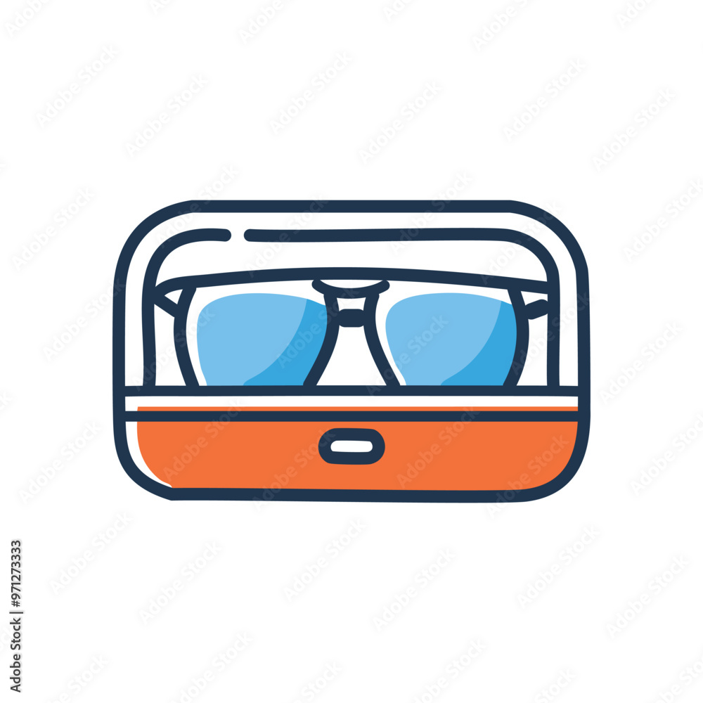 Sunglasses case icon. Illustration of sunglasses in a case, depicting the importance of protecting and storing eyewear. Sunglasses case icon. Illustration of sunglasses in a case, depicting the importance of protecting and storing eyewear.