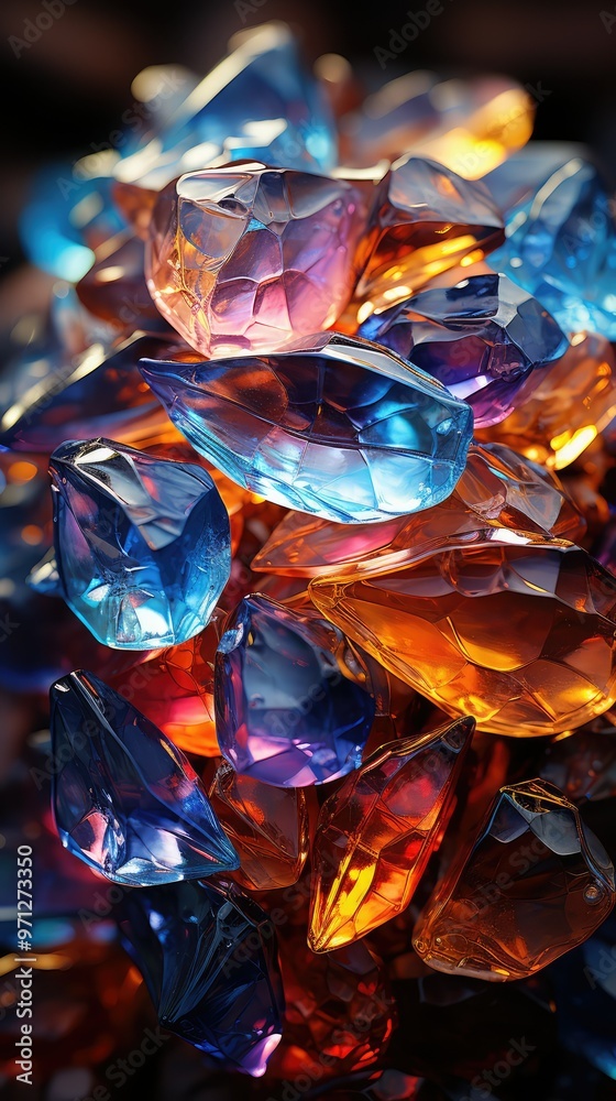 Sparkling blue and amber gems Sparkling blue and amber gems