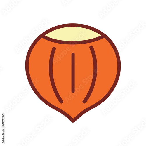 Hazelnut icon. Simple graphic illustration of a hazelnut, depicting the nut in its shell.