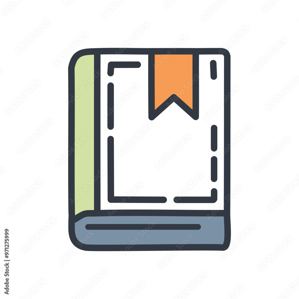 Book with bookmark. Book with a colorful bookmark, representing reading, knowledge, and learning. Book with bookmark. Book with a colorful bookmark, representing reading, knowledge, and learning.
