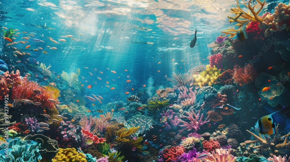 Naklejka premium Underwater Coral Reef Paradise