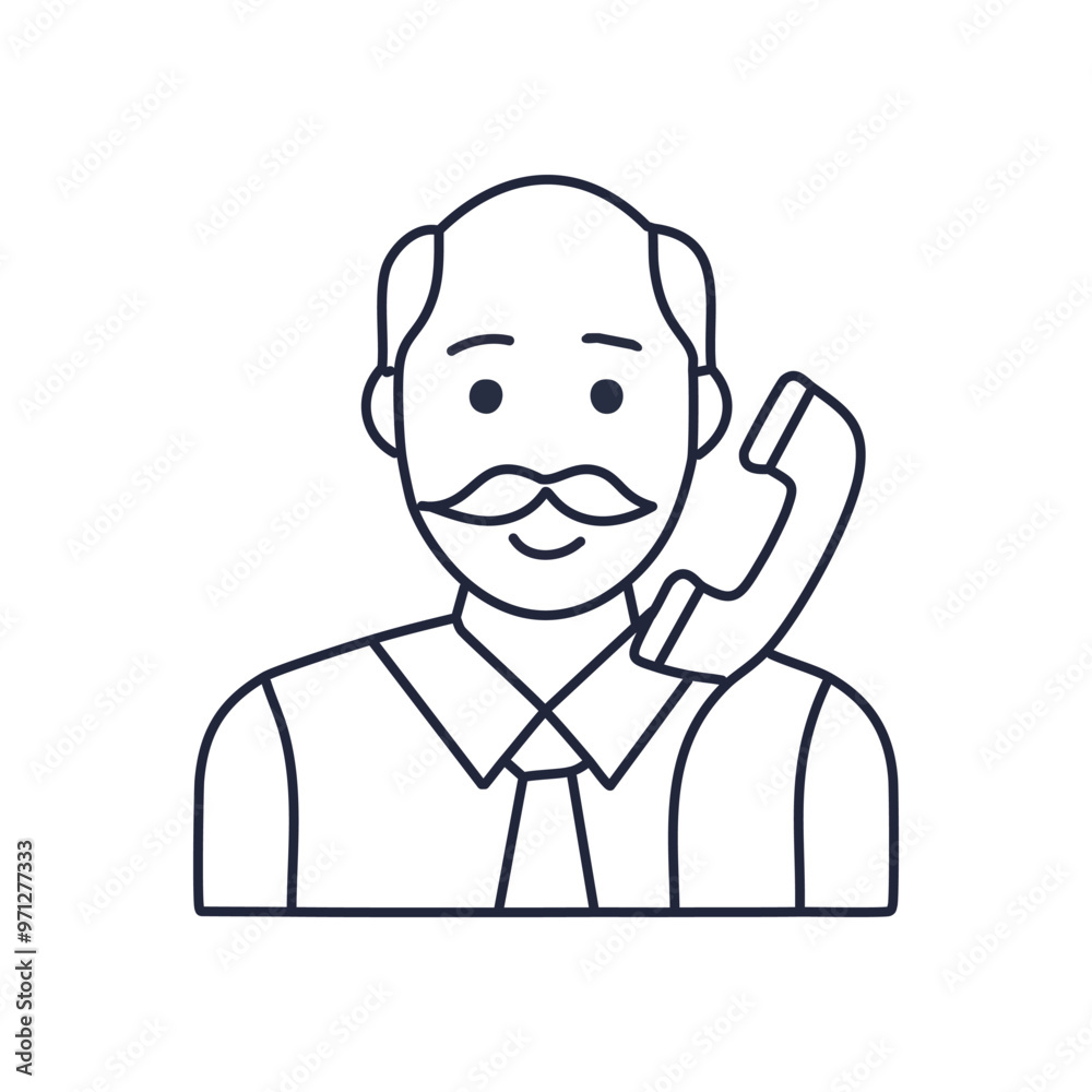 Senior man phone call. A senior man with a mustache on the phone, conveying a sense of communication and support. Senior man phone call. A senior man with a mustache on the phone, conveying a sense of communication and support.