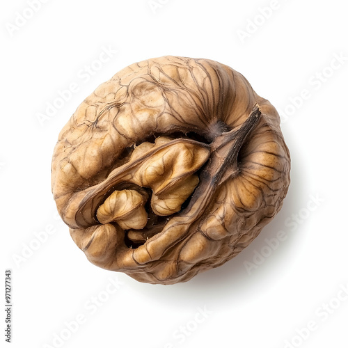 Half of walnut, isolated on white background