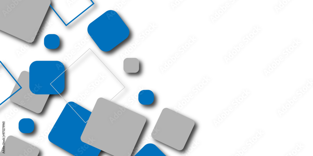 Abstract gray, blue and white background with mesh of squares. Mosaic. Geometric template. Seamless Rectangular Pattern with Shadow effect. Modern transparency presentation background. 