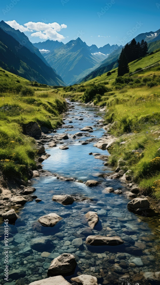 Crystal clear stream in mountains Crystal clear stream in mountains