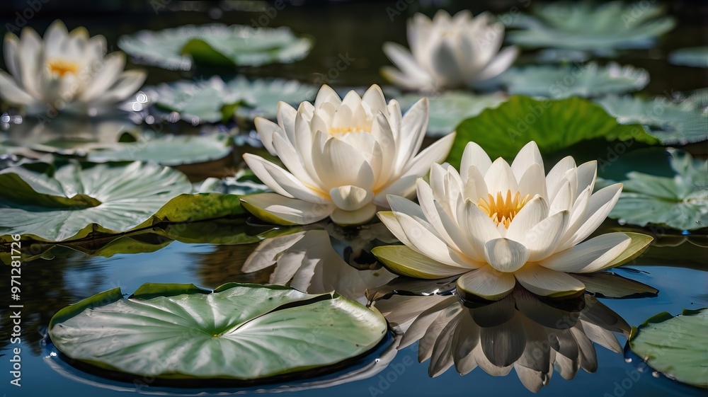 beautiful close up lotus flower in pond Generative AI beautiful close up lotus flower in pond Generative AI