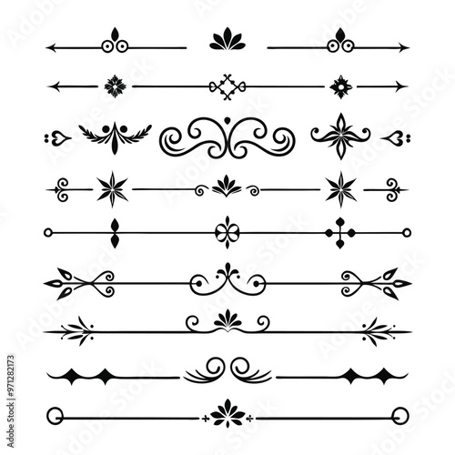 Wallpaper Mural Elegant divider ornaments vector illustration featuring intricate designs perfect for borders, invitations, and decorative projects. Torontodigital.ca