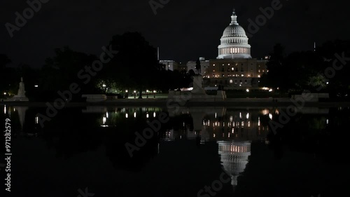 Nighttime clip of US Capitol in DC photo