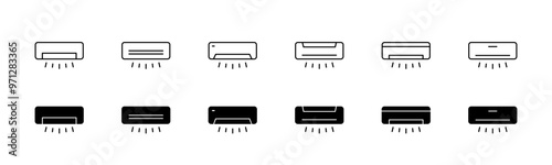 AC icon set. Outline and glyph home air conditioner vector. AC icon vector