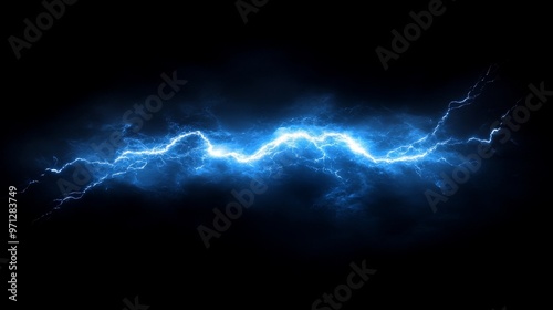 Bright Blue Lightning Strikes Against a Dark Background Illuminating the Night Sky Vividly