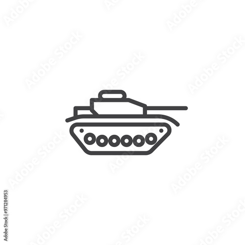 Military tank line icon