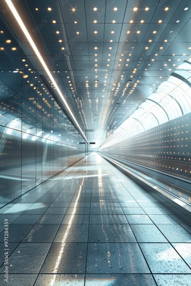 Urban street with futuristic architecture Urban street with futuristic architecture