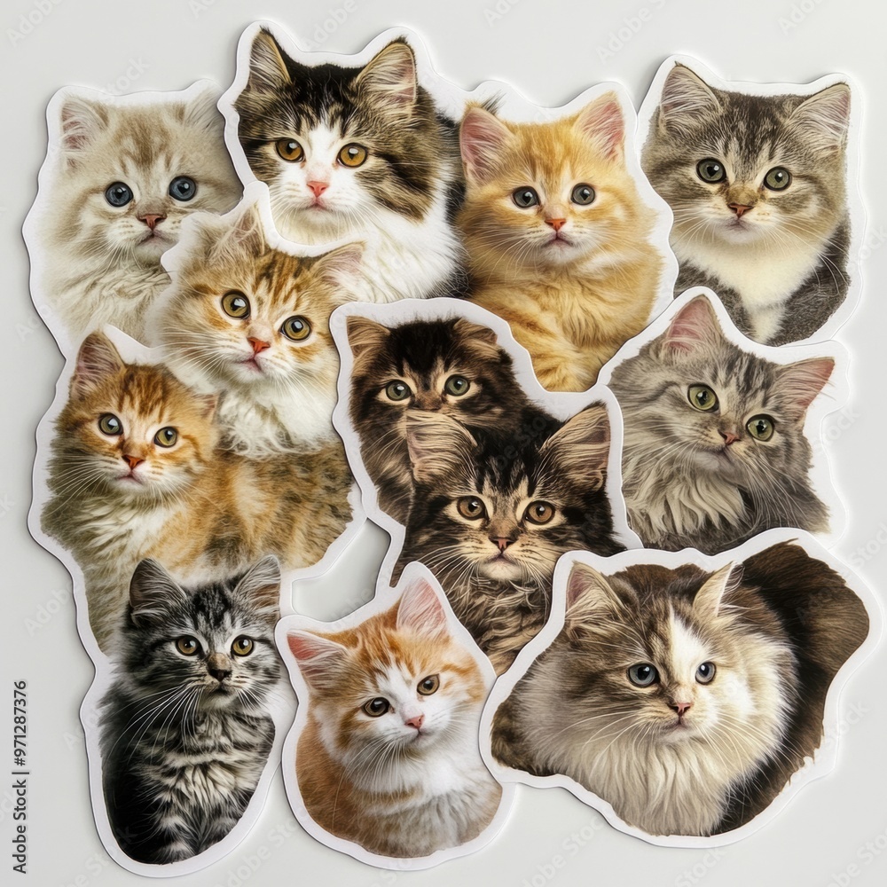 A bunch of cats that are sitting on a table A bunch of cats that are sitting on a table