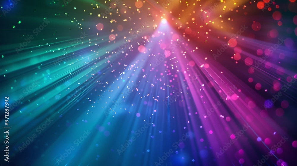 Fototapeta premium Abstract background with glowing light beams and bokeh. Vibrant colors and a dreamy atmosphere.