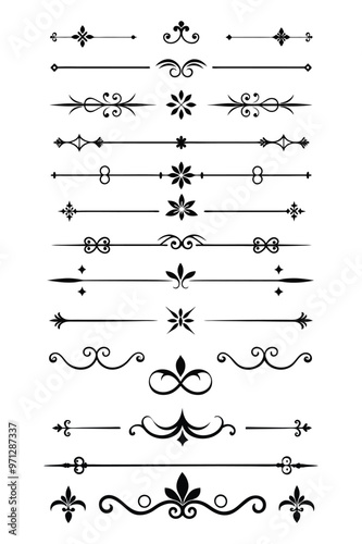 Elegant divider ornaments vector illustration featuring intricate designs perfect for borders, invitations, and decorative projects.