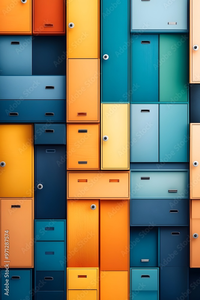 Colorful Lockers Wall. Colorful Lockers Wall.