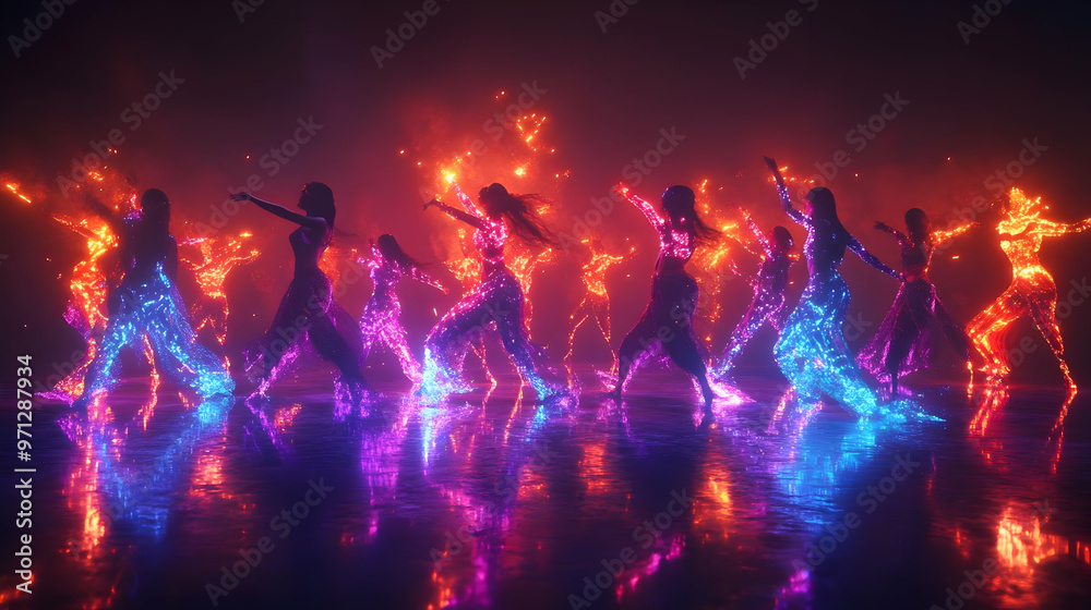 Vibrant 3D Festival Dance: Abstract Light Digital Art with Glowing Sparklers and Rangoli Patterns, Capturing Dynamic Movements and Vibrant Elements Vibrant 3D Festival Dance: Abstract Light Digital Art with Glowing Sparklers and Rangoli Patterns, Capturing Dynamic Movements and Vibrant Elements