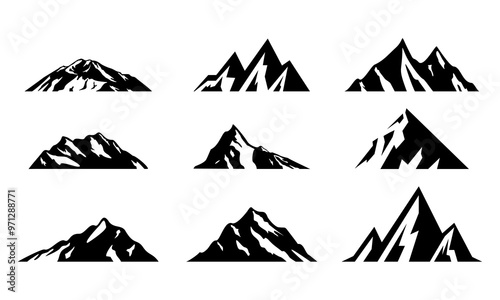 set peak mountain vector logo