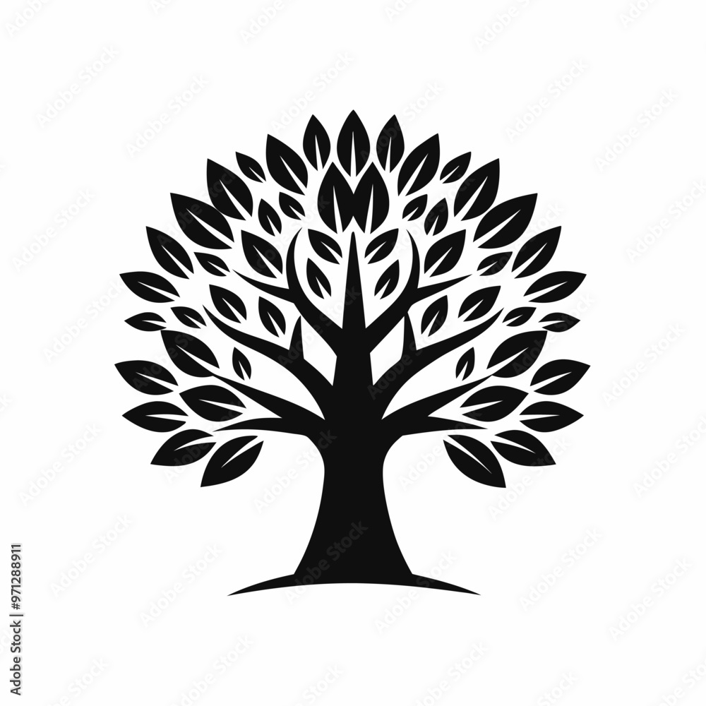 Tree line art silhouette with white background Tree line art silhouette with white background