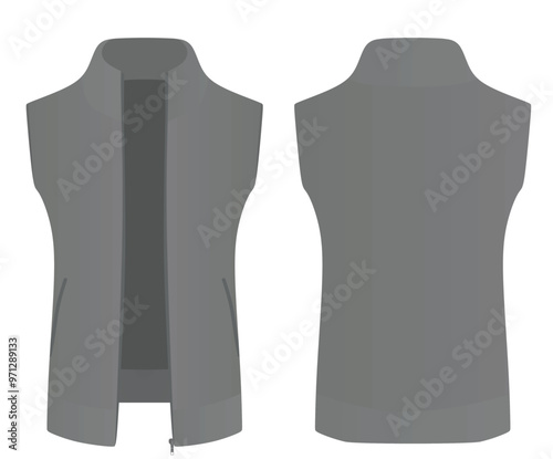 Grey winter vest. vector illustration