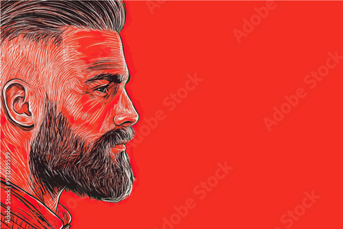 Vector illustration of a handsome, bearded man in side-view portrait-gigapixel-art-scale-4_00x