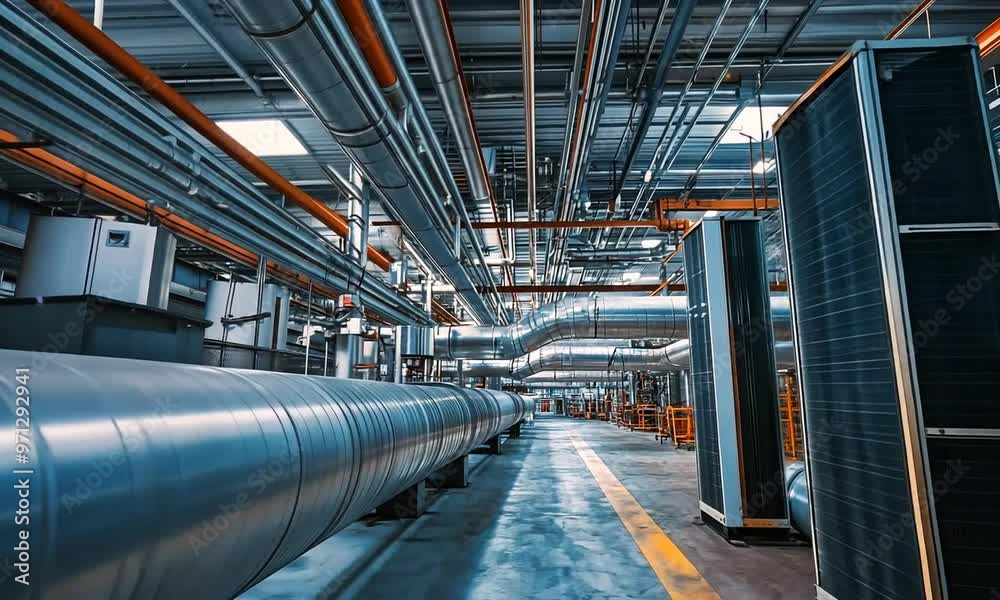 Industrial pipeline system with large metal ducts