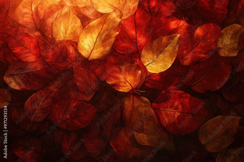 Sunlit autumn leaves capturing warm tones for nature inspired designs. Sunlit autumn leaves capturing warm tones for nature inspired designs.