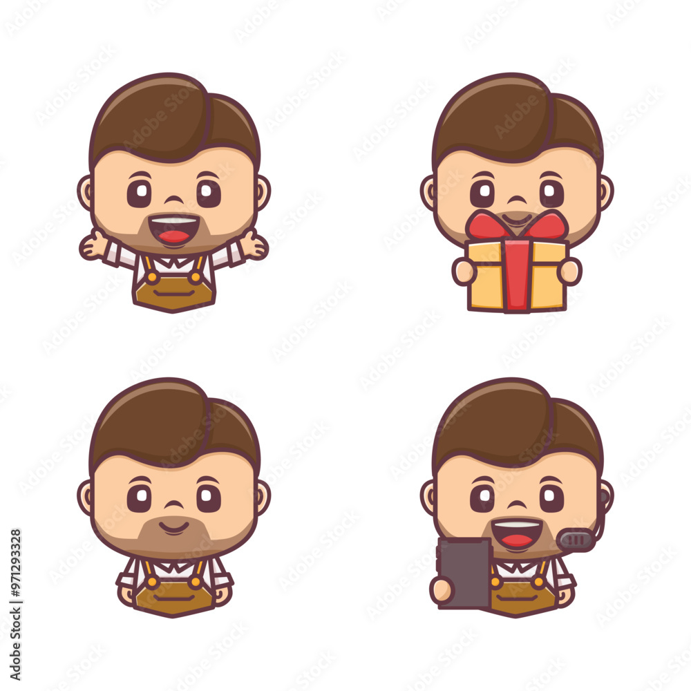 cute cartoon character with different poses and expressions cute cartoon character with different poses and expressions