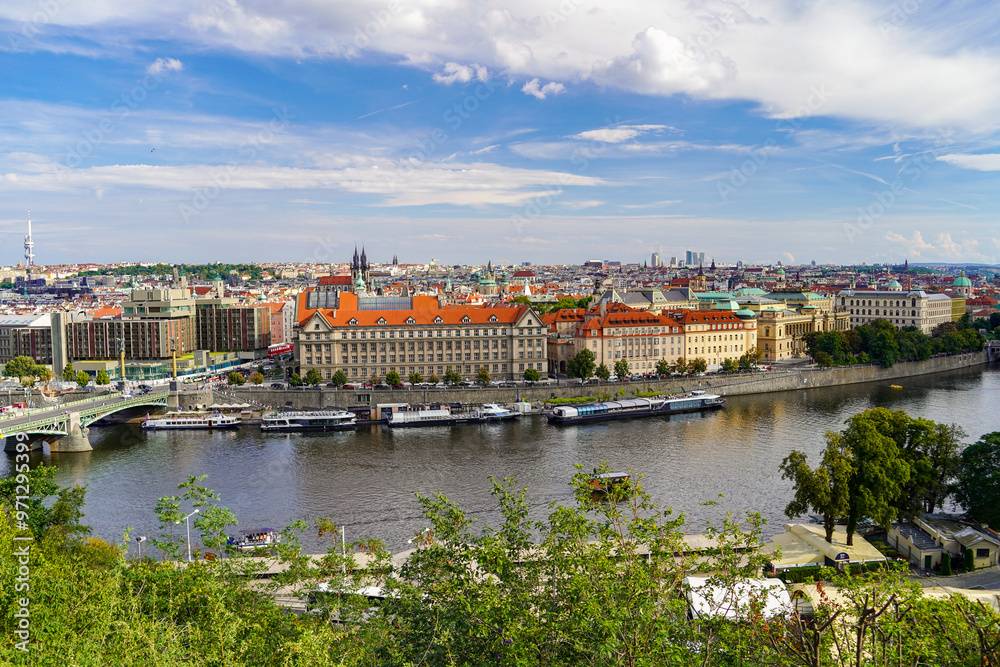 Naklejka premium panoramic view of Prague from Letna Hill park