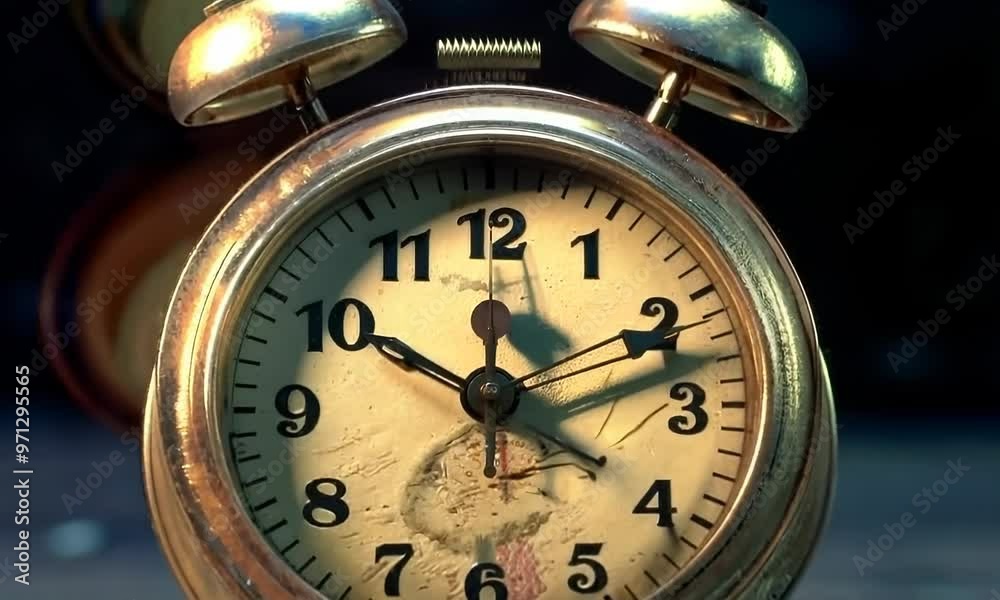 Retro alarm clock with twin bells, hyperrealistic Video Retro alarm clock with twin bells, hyperrealistic Video