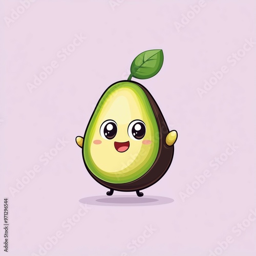Cute Cartoon Avocado Character Illustration