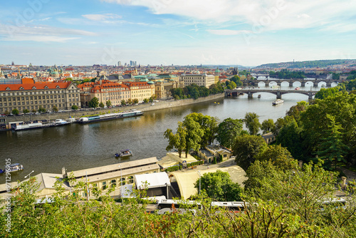 panoramic view of Prague from Letna Hill park