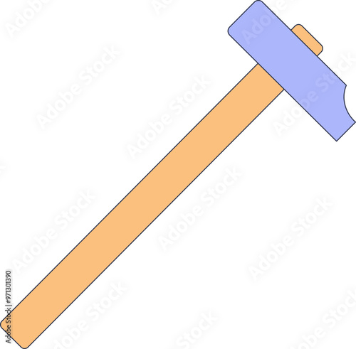 Illustration of a classic claw hammer with a wooden handle and a metal head, symbolizing construction and DIY.