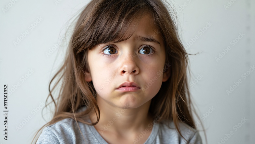 SAD FACE OF YOUNG KID ISOLATED IN WHITE BACKGORUND SAD FACE OF YOUNG KID ISOLATED IN WHITE BACKGORUND