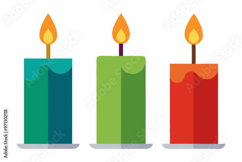 Candle cartoon set vector illustration