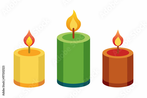 Candle cartoon set vector illustration