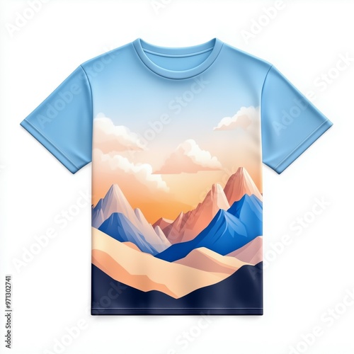 Mountain Landscape T shirt Mockup Design Template photo