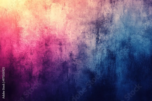 Abstract Grunge Background with Gradient Transition from Yellow to Pink to Blue