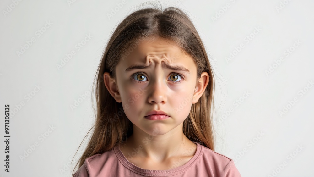 SAD FACE OF YOUNG KID ISOLATED IN WHITE BACKGORUND SAD FACE OF YOUNG KID ISOLATED IN WHITE BACKGORUND