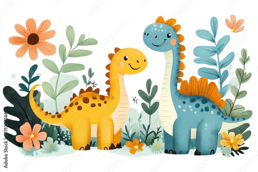 Obraz premium Cute Dinosaur Friends