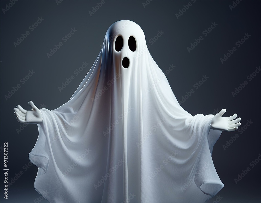Spooky and Fun: Cartoon Vector of a White Ghost Spooky and Fun: Cartoon Vector of a White Ghost