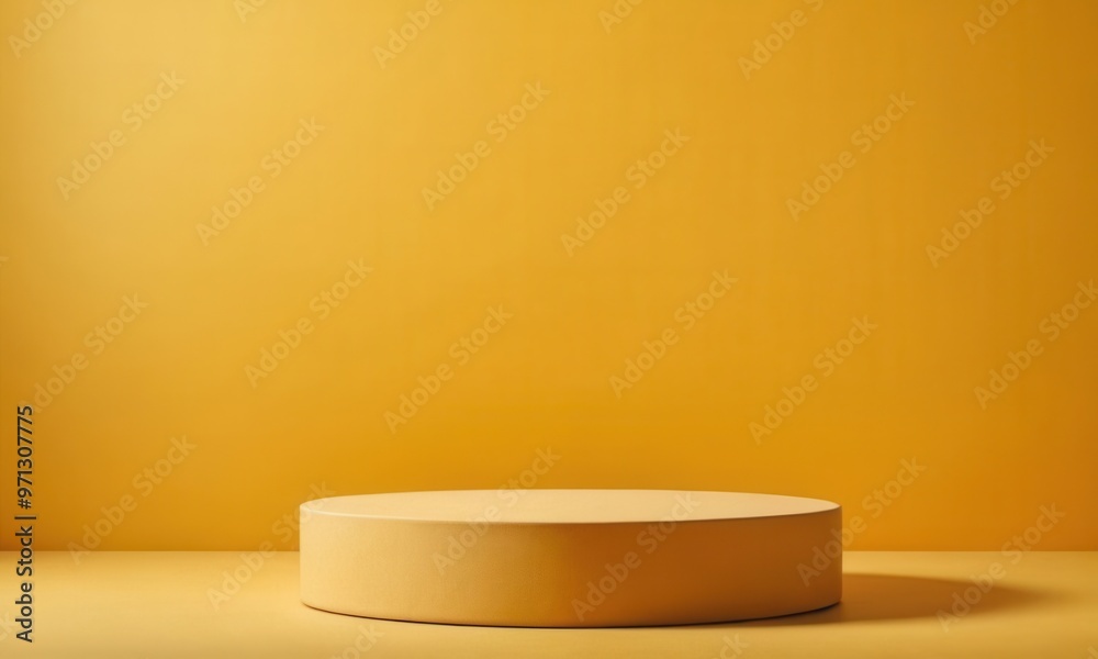 A clean and minimalist design featuring an empty circular yellow platform placed against a matching yellow backdrop, suitable for product displays or presentations. A clean and minimalist design featuring an empty circular yellow platform placed against a matching yellow backdrop, suitable for product displays or presentations.