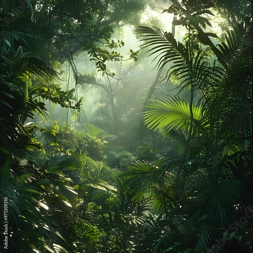 Deep tropical jungles of Southeast Asia in august
